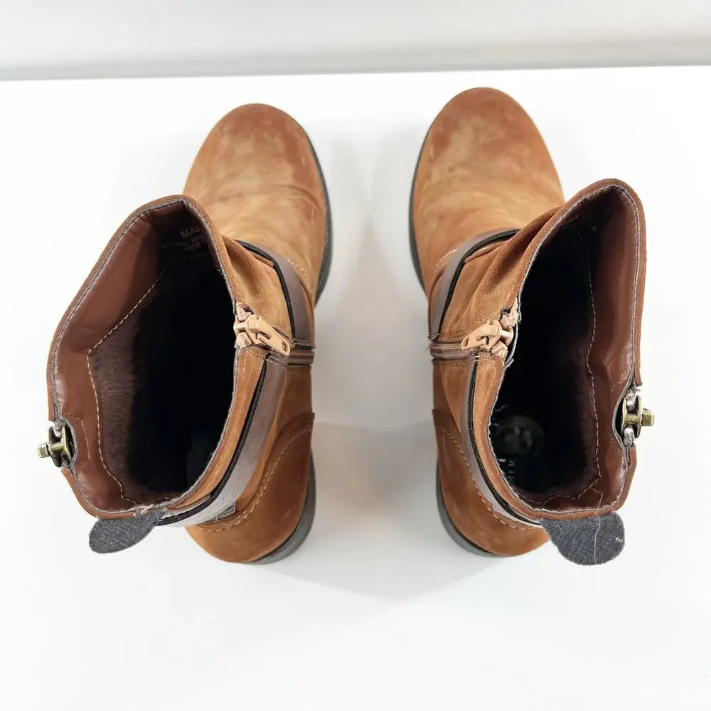Stylish Tan Ankle Boots with Zipper and Buckle - Picture 6 of 10